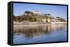 View over the Main River to Marienberg Fortress and St. Burkard Church in Autumn-Markus Lange-Framed Stretched Canvas