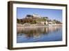 View over the Main River to Marienberg Fortress and St. Burkard Church in Autumn-Markus Lange-Framed Photographic Print