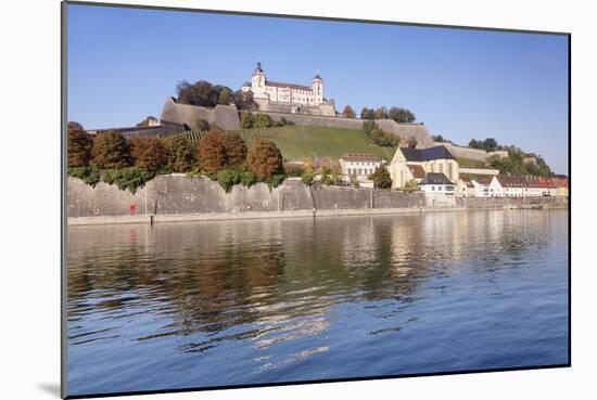 View over the Main River to Marienberg Fortress and St. Burkard Church in Autumn-Markus Lange-Mounted Photographic Print