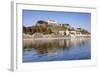 View over the Main River to Marienberg Fortress and St. Burkard Church in Autumn-Markus Lange-Framed Photographic Print