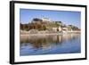 View over the Main River to Marienberg Fortress and St. Burkard Church in Autumn-Markus Lange-Framed Photographic Print