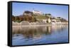 View over the Main River to Marienberg Fortress and St. Burkard Church in Autumn-Markus Lange-Framed Stretched Canvas