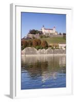 View over the Main River to Marienberg Fortress and St. Burkard Church in Autumn-Markus Lange-Framed Photographic Print