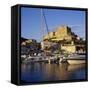 View over the Marina to Citadel and Haute Ville, Bonifacio, South Coast, Corsica, France, Mediterra-Stuart Black-Framed Stretched Canvas