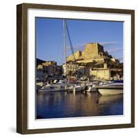 View over the Marina to Citadel and Haute Ville, Bonifacio, South Coast, Corsica, France, Mediterra-Stuart Black-Framed Photographic Print