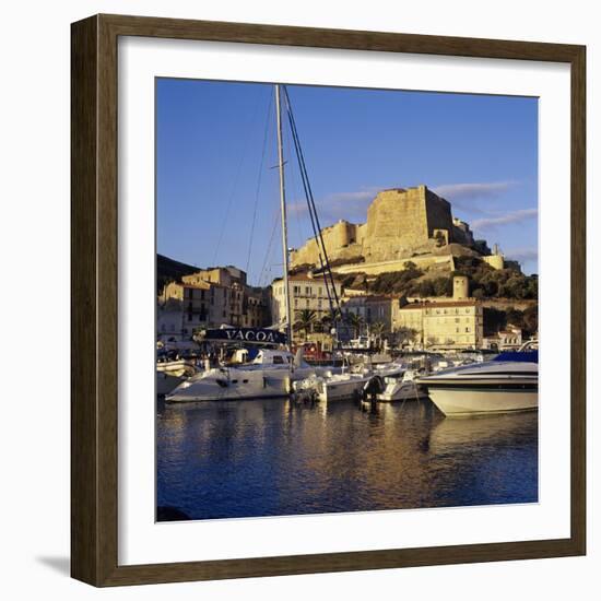 View over the Marina to Citadel and Haute Ville, Bonifacio, South Coast, Corsica, France, Mediterra-Stuart Black-Framed Photographic Print