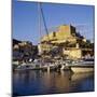View over the Marina to Citadel and Haute Ville, Bonifacio, South Coast, Corsica, France, Mediterra-Stuart Black-Mounted Photographic Print