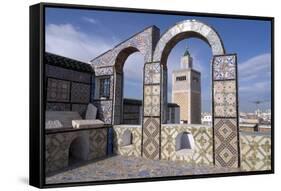 View over the Medina of Tunis and the Main Mosque, Tunisia, North Africa, Africa-Ethel Davies-Framed Stretched Canvas