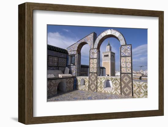 View over the Medina of Tunis and the Main Mosque, Tunisia, North Africa, Africa-Ethel Davies-Framed Photographic Print