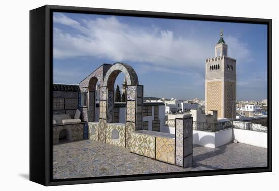 View over the Medina of Tunis Towards the Main Mosque, Tunisia, North Africa, Africa-Ethel Davies-Framed Stretched Canvas