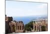 View over the Naxos Coast from the Greek Roman Theatre of Taormina, Sicily, Italy, Europe-Oliviero Olivieri-Mounted Photographic Print