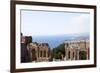 View over the Naxos Coast from the Greek Roman Theatre of Taormina, Sicily, Italy, Europe-Oliviero Olivieri-Framed Photographic Print