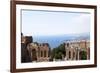 View over the Naxos Coast from the Greek Roman Theatre of Taormina, Sicily, Italy, Europe-Oliviero Olivieri-Framed Photographic Print