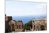 View over the Naxos Coast from the Greek Roman Theatre of Taormina, Sicily, Italy, Europe-Oliviero Olivieri-Mounted Photographic Print