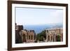 View over the Naxos Coast from the Greek Roman Theatre of Taormina, Sicily, Italy, Europe-Oliviero Olivieri-Framed Photographic Print