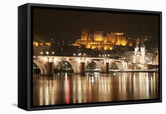 View over the Neckar River to Karl Theodor Bridge-Markus-Framed Stretched Canvas