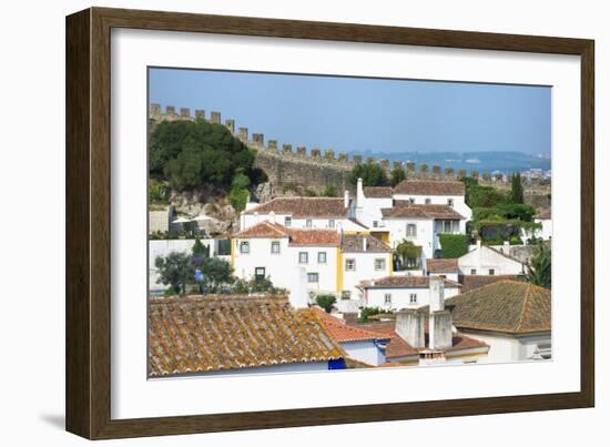 View over the Old City and the Ramparts, Obidos, Estremadura, Portugal, Europe-G and M Therin-Weise-Framed Photographic Print