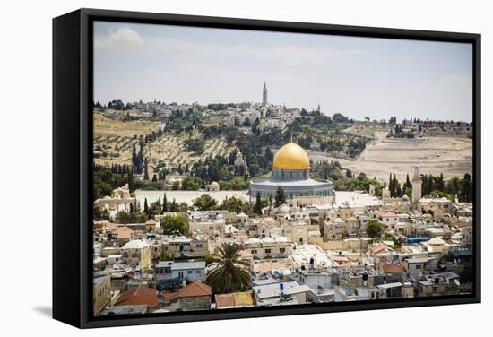 View over the Old City with the Dome of the Rock-Yadid Levy-Framed Stretched Canvas
