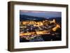 View over the old town and walls of Obidos floodlit at night, Obidos, Centro Region, Estremadura-Stuart Black-Framed Photographic Print