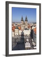 View over the Old Town Square (Staromestske Namesti) with Tyn Cathedral and Street Cafes-Markus-Framed Photographic Print