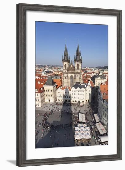 View over the Old Town Square (Staromestske Namesti) with Tyn Cathedral and Street Cafes-Markus-Framed Photographic Print