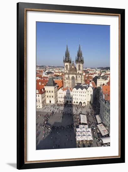 View over the Old Town Square (Staromestske Namesti) with Tyn Cathedral and Street Cafes-Markus-Framed Photographic Print