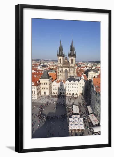 View over the Old Town Square (Staromestske Namesti) with Tyn Cathedral and Street Cafes-Markus-Framed Photographic Print