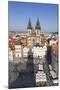 View over the Old Town Square (Staromestske Namesti) with Tyn Cathedral and Street Cafes-Markus-Mounted Photographic Print