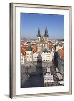 View over the Old Town Square (Staromestske Namesti) with Tyn Cathedral and Street Cafes-Markus-Framed Photographic Print