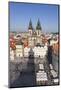 View over the Old Town Square (Staromestske Namesti) with Tyn Cathedral and Street Cafes-Markus-Mounted Photographic Print