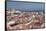 View over the old town to Se Cathedral and Tejo River, Lisbon, Portugal, Europe-Markus Lange-Framed Stretched Canvas