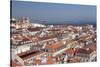View over the old town to Se Cathedral and Tejo River, Lisbon, Portugal, Europe-Markus Lange-Stretched Canvas