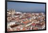 View over the old town to Se Cathedral and Tejo River, Lisbon, Portugal, Europe-Markus Lange-Framed Photographic Print