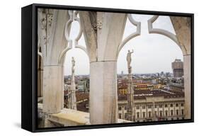 View over the Piaza Duomo from the Duomo (Cathedral), Milan, Lombardy, Italy, Europe-Yadid Levy-Framed Stretched Canvas