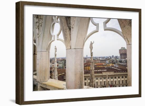 View over the Piaza Duomo from the Duomo (Cathedral), Milan, Lombardy, Italy, Europe-Yadid Levy-Framed Photographic Print