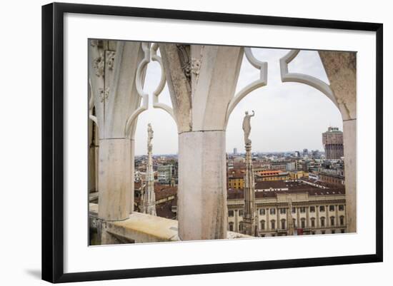 View over the Piaza Duomo from the Duomo (Cathedral), Milan, Lombardy, Italy, Europe-Yadid Levy-Framed Photographic Print