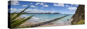 View over the Picturesque Tologa Bay Wharf, Tologa Bay, East Cape, North Island, New Zealand-Doug Pearson-Stretched Canvas