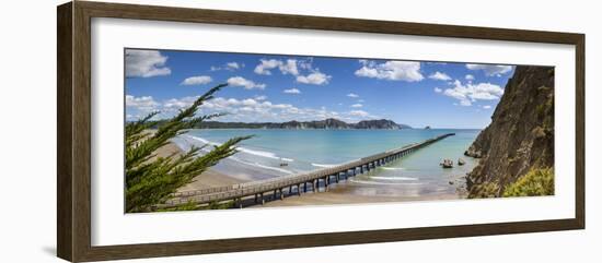 View over the Picturesque Tologa Bay Wharf, Tologa Bay, East Cape, North Island, New Zealand-Doug Pearson-Framed Photographic Print