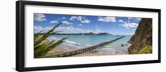 View over the Picturesque Tologa Bay Wharf, Tologa Bay, East Cape, North Island, New Zealand-Doug Pearson-Framed Photographic Print