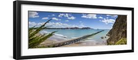 View over the Picturesque Tologa Bay Wharf, Tologa Bay, East Cape, North Island, New Zealand-Doug Pearson-Framed Photographic Print