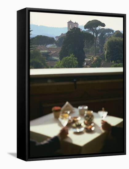 View over the Pingo Gardens from the Hotel Eden, Rome, Lazio, Italy, Europe-Olivieri Oliviero-Framed Stretched Canvas