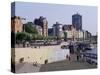 View Over the Rheinuferpromenade Along River Rhine, Dusseldorf, North Rhine Westphalia-Yadid Levy-Stretched Canvas