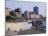 View Over the Rheinuferpromenade Along River Rhine, Dusseldorf, North Rhine Westphalia-Yadid Levy-Mounted Photographic Print