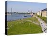 View Over the Rheinuferpromenade Along the River Rhine Towards the Old City, North Rhine Westphalia-Yadid Levy-Stretched Canvas