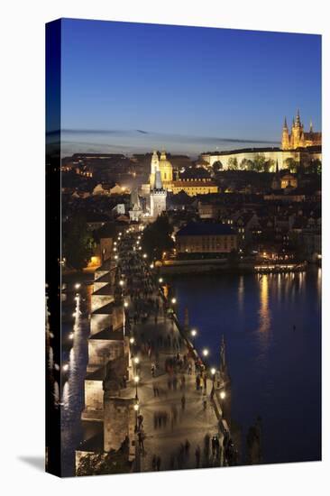 View over the River Vltava to Charles Bridge and the Castle District-Markus Lange-Stretched Canvas