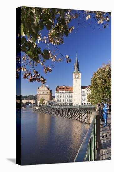 View over the River Vltava to Smetana Museum and Charles Bridge-Markus-Stretched Canvas