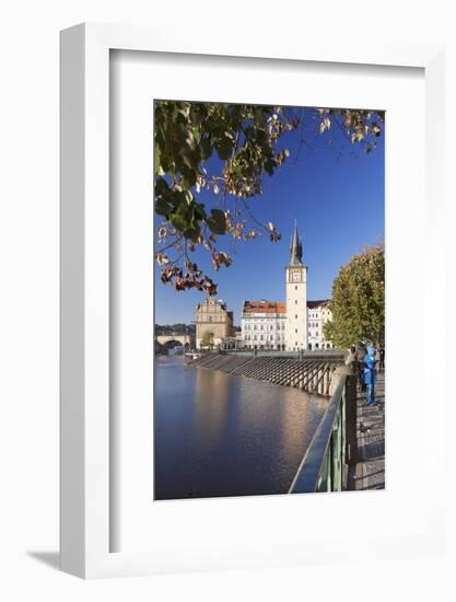 View over the River Vltava to Smetana Museum and Charles Bridge-Markus-Framed Photographic Print