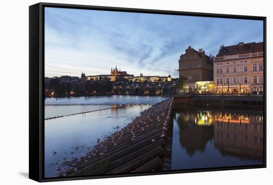 View over the River Vltava to Smetana Museum-Markus-Framed Stretched Canvas