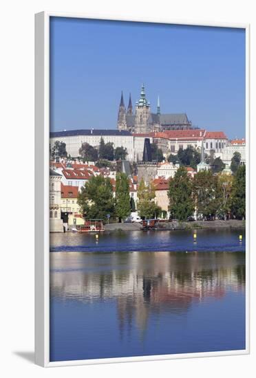 View over the River Vltava to the Castle District with St. Vitus Cathedral and Royal Palace-Markus-Framed Photographic Print