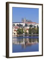 View over the River Vltava to the Castle District with St. Vitus Cathedral and Royal Palace-Markus-Framed Photographic Print